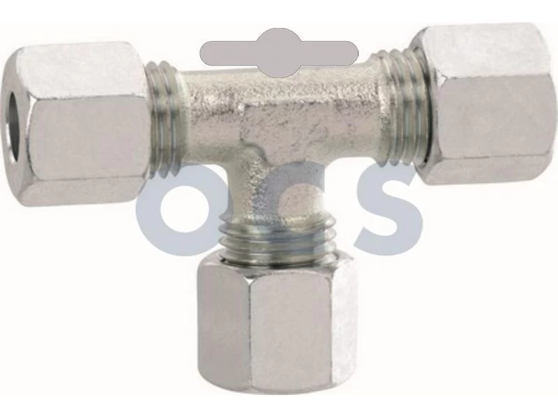 GOK T-stuk Voorzien Van Snijring 3x8mm Staal. 1 GOK T-stuk Voorzien Van Snijring 3x8mm Staal.