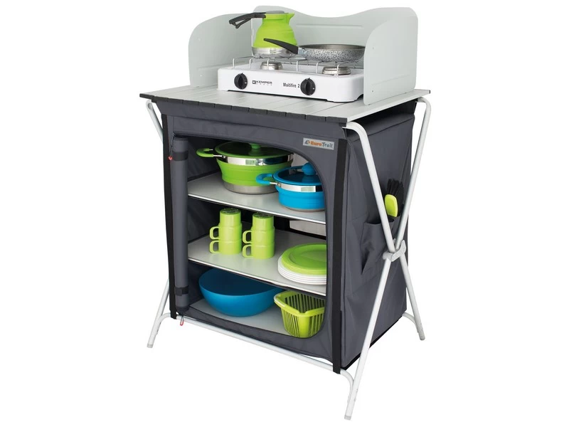 Eurotrail Kookeiland Chur Vouwbaar + Windscherm Grijs-Zwart 1 Eurotrail Kookeiland Chur Vouwbaar + Windscherm Grijs-Zwart